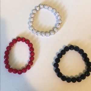 RED WHITE AND BLACK RUSTIC CUFF BRACELETS